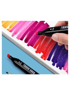 Touch 60pcs Dual Tip Markers Set, Assorted Colors Stylish Black Body with Black Cloth Bag  - Image 5
