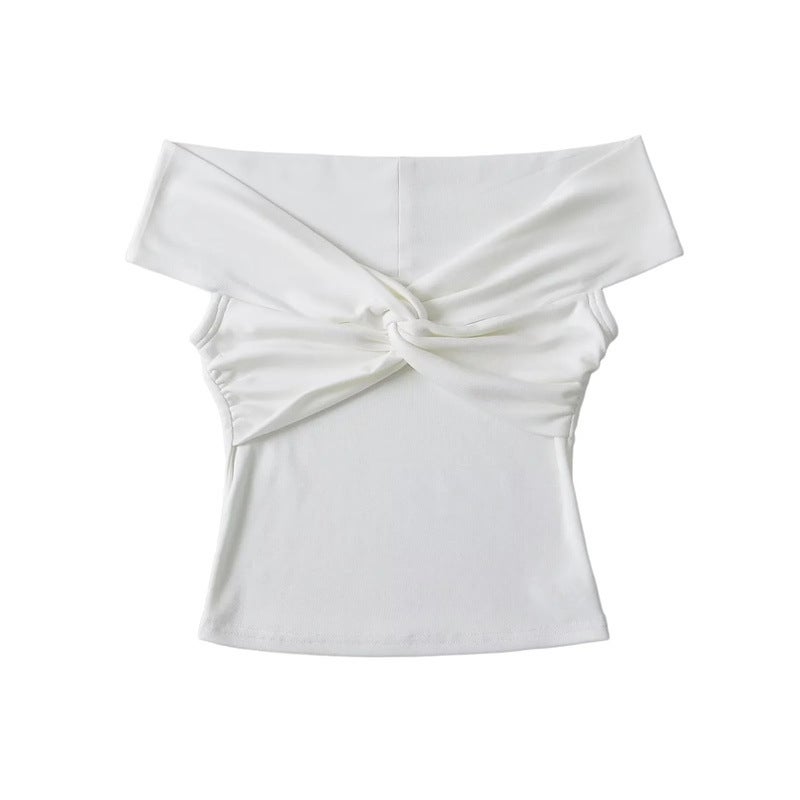 Sweet Girl'S Chest Wrapped Flower Short-Sleeved T-Shirt Stylish Age-Reducing Slim-Fit Inner Short Top - Image 5