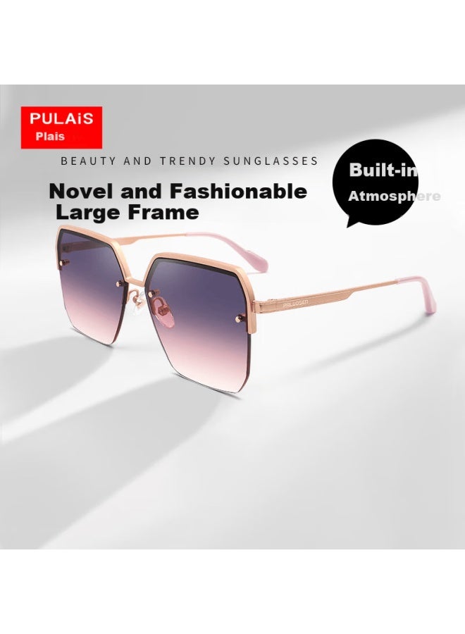 Pulais Palosen Sungl Women Gm Uv Protection Driving Sungl Men 2337 Rose Gold Gray Pink - Image 1