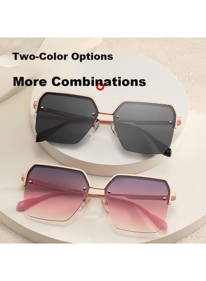 Pulais Palosen Sungl Women Gm Uv Protection Driving Sungl Men 2337 Rose Gold Gray Pink - Image 2