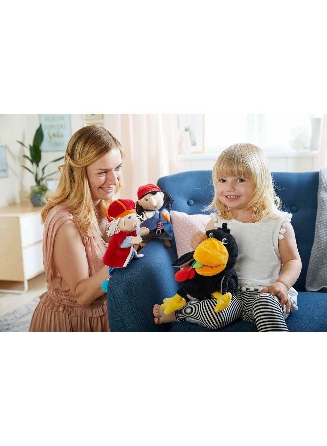 HABA HABA Theo The Raven Glove Puppet with Cherries - Beak Opens Wide with Opening to Eat The Fabric Fruit  - Image 2