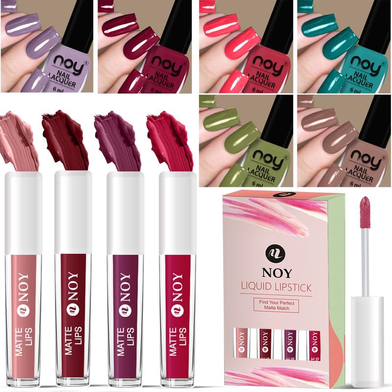 Noy Nail Polish And Lipstick Combo For Women The Ultimate Glam Combo Nail Paint Liquid Lipstick For Chic Style Valentine Day Glamour Lipstick Nail Polish Duo For Her - Image 1