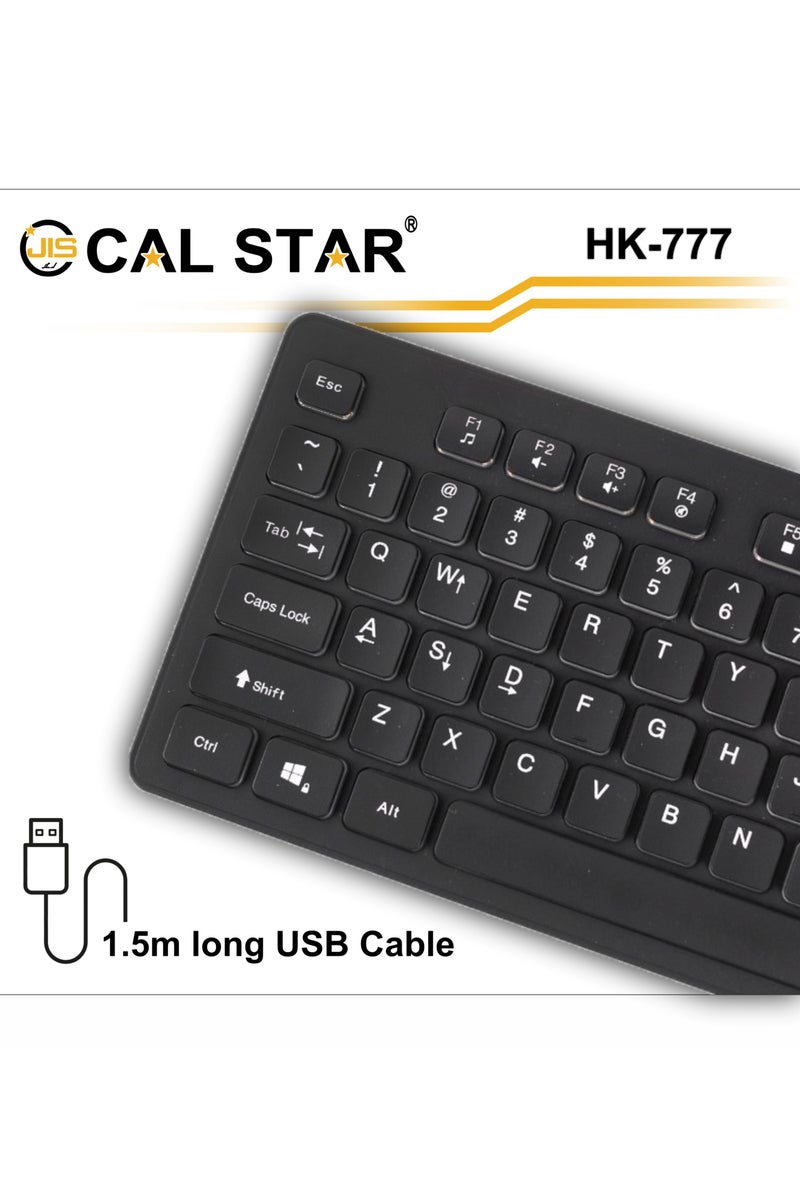 CAL STAR HK-777 Wired Gaming Keyboard with Gaming Mouse Pad - Illuminated Keyboard, 12 Multi-Media Keys, White LED Backlit, Chocolate Keycaps, Advanced Sensors, Durable Design for Office, Home-PC/Mac/Laptop Compatible, 16.8M Light Source and Multimedia Controls - Image 2