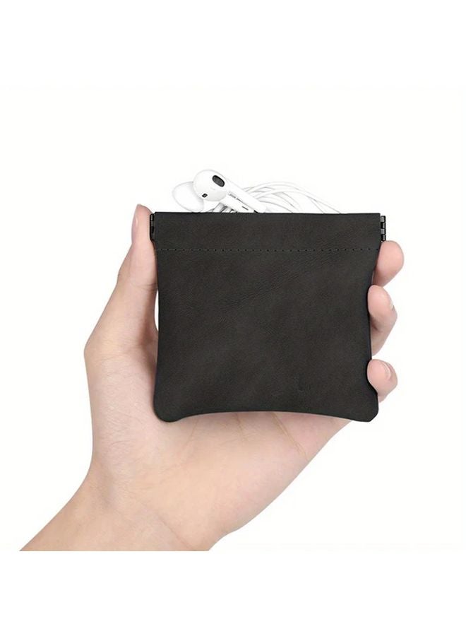 Black Compact Organizer Bag For Earphone USB Cable Coins Keys - Image 1