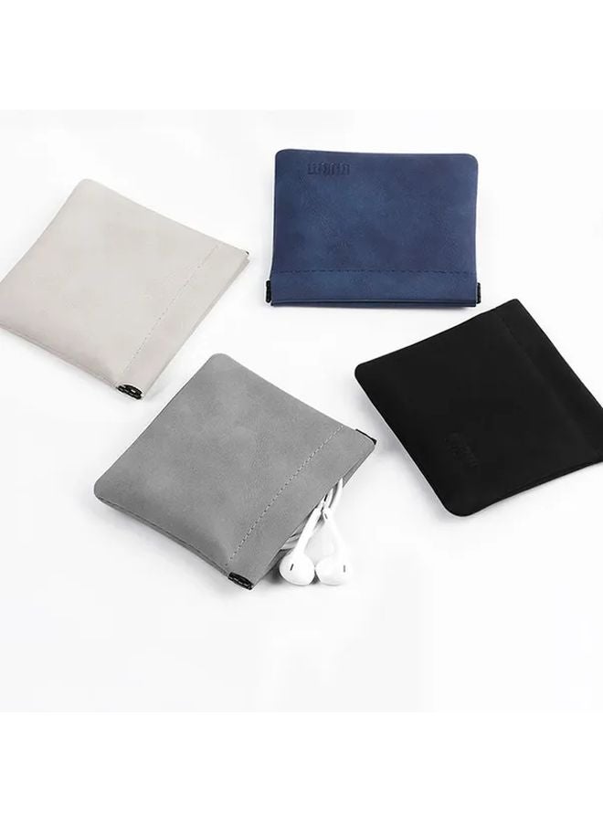 Black Compact Organizer Bag For Earphone USB Cable Coins Keys - Image 4