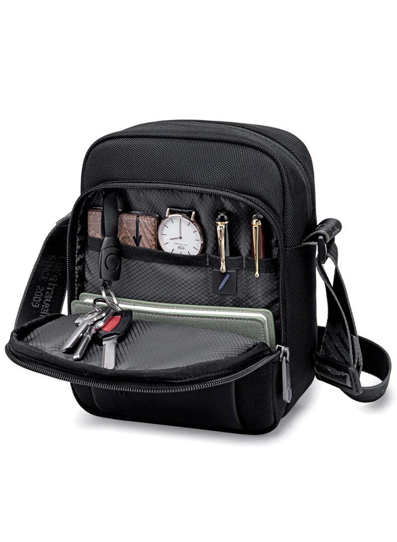 ARCTIC HUNTER Premium Unisex Sling Bag Water Resistant Polyester Cross Body Bag with Anti Theft Design for Travel Business Daily Casual K00542 Black