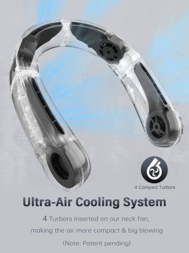 Korbot ChillGo Neck Fan - 4 Turbo Foldable Portable Fans - Personal Bladeless Fan 5200mAh with Strong Airflow, Neck Fans that Blow Cold Air with 4 Vent Small Mini Fans Wearable Cooling Fan for Travel Outdoor - Image 4