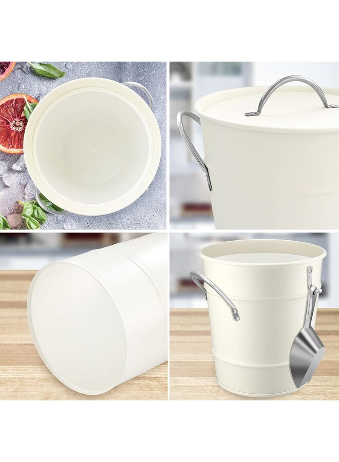 Ice Bucket with Scoop - Stainless Steel Bucket with Handle, Lid and Ice Scooper - Parties, Backyard Barbeques, Picnics, and Camping/White  - Image 1