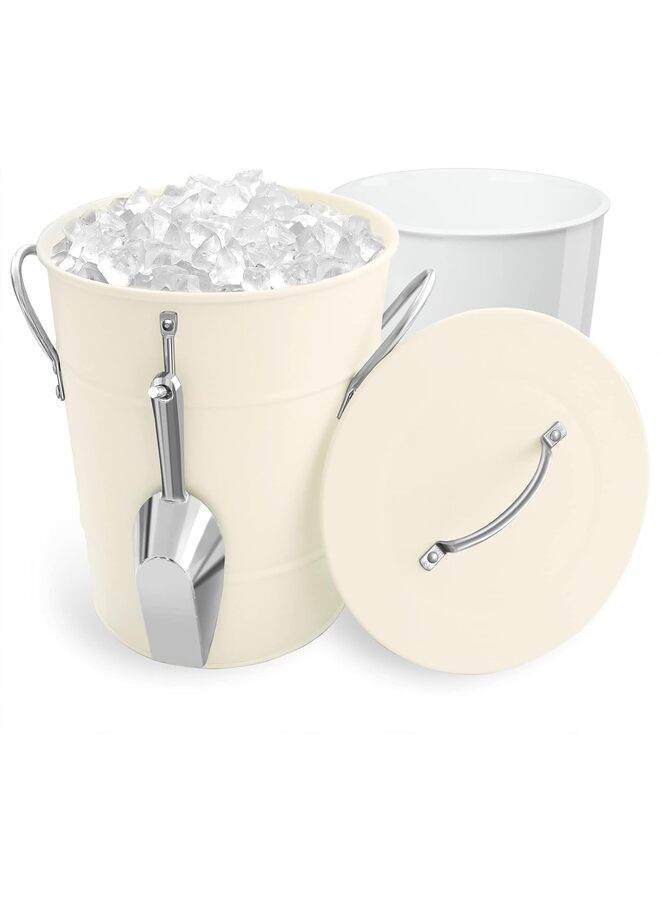 Ice Bucket with Scoop - Stainless Steel Bucket with Handle, Lid and Ice Scooper - Parties, Backyard Barbeques, Picnics, and Camping/White  - Image 3