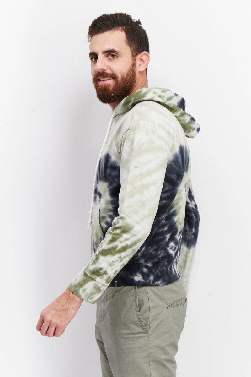 Sovereign Code Men Hooded Long Sleeves Tie Dye Sweatshirt, Olive - Image 3