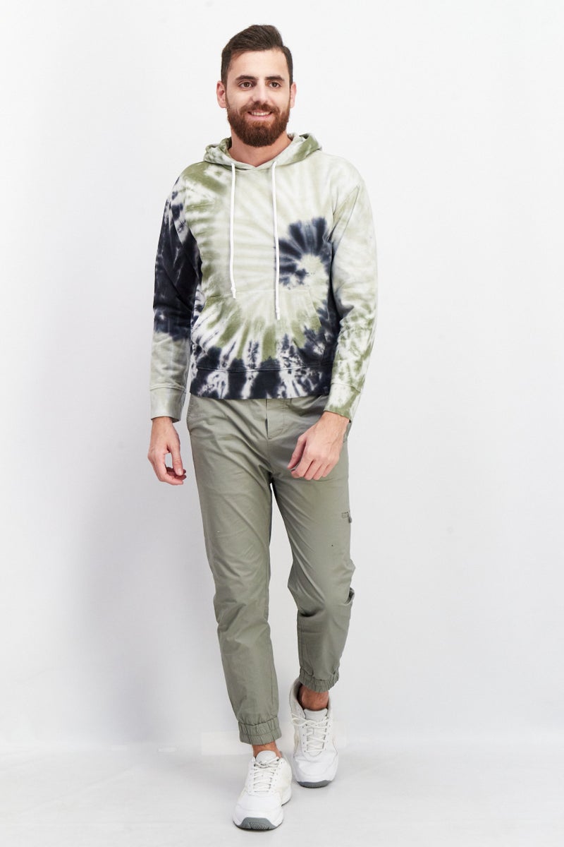 Sovereign Code Men Hooded Long Sleeves Tie Dye Sweatshirt, Olive - Image 4