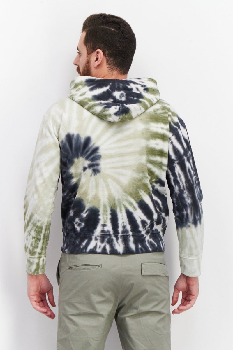 Sovereign Code Men Hooded Long Sleeves Tie Dye Sweatshirt, Olive - Image 2