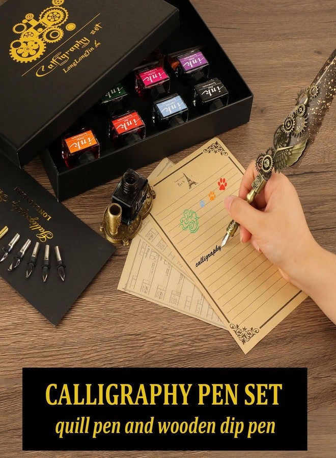 LongLongJin Calligraphy Pens and Ink Set - Calligraphy Kits for Beginners,Quill Pen Includes Dip Pen,8*Colors Ink,11*Calligraphy Pen Nibs（Grey） - Image 3