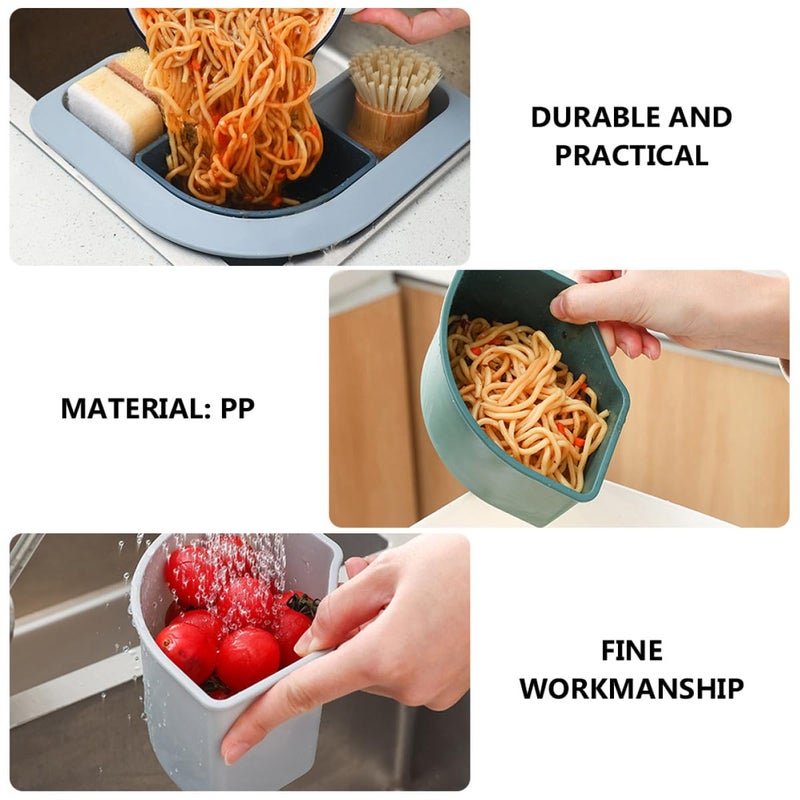 Blue Triangle Sink Strainer Organizer with Suction Cup Food Catcher Rack Drainage Holder - Image 4