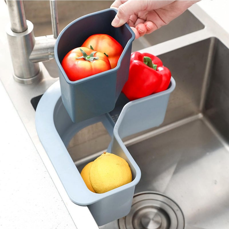 Blue Triangle Sink Strainer Organizer with Suction Cup Food Catcher Rack Drainage Holder - Image 5