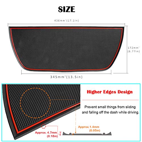 Auovo Dashboard Mat Cover for Ram 1500 2500 3500 Accessories Interior 2011-2018 Pickup Car Dash Pad Trim Rubber Soft Tray(1 PCS) (Red Trim) - Image 3