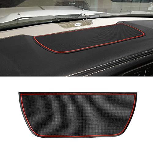 Auovo Dashboard Mat Cover for Ram 1500 2500 3500 Accessories Interior 2011-2018 Pickup Car Dash Pad Trim Rubber Soft Tray(1 PCS) (Red Trim) - Image 1