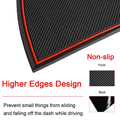 Auovo Dashboard Mat Cover for Ram 1500 2500 3500 Accessories Interior 2011-2018 Pickup Car Dash Pad Trim Rubber Soft Tray(1 PCS) (Red Trim) - Image 4