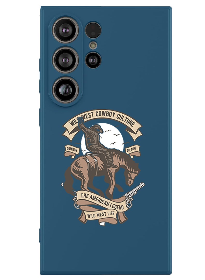 Theodor Protective Slim Fit Case Liquid Silicone Cover with Full Body Protection Anti-Scratch Shockproof Case For Samsung Galaxy S25 Ultra (Blue) - Wild west cowboy - Image 1