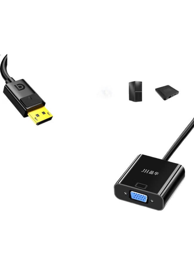 jinghua Crystal Dp To Vga Converter Displayport Male To Vga Female Hd Adapter Cable Head Computer Laptop Monitor Projector Video Connection Cable Black Z145 - Image 1