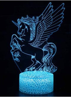 Multicolour 3D Illusion Lamp LED Night Light Unicorn Theme 7 Color Changing Touch Mood Birthday Gift Room Decoration Sleep Lamp Children Gift