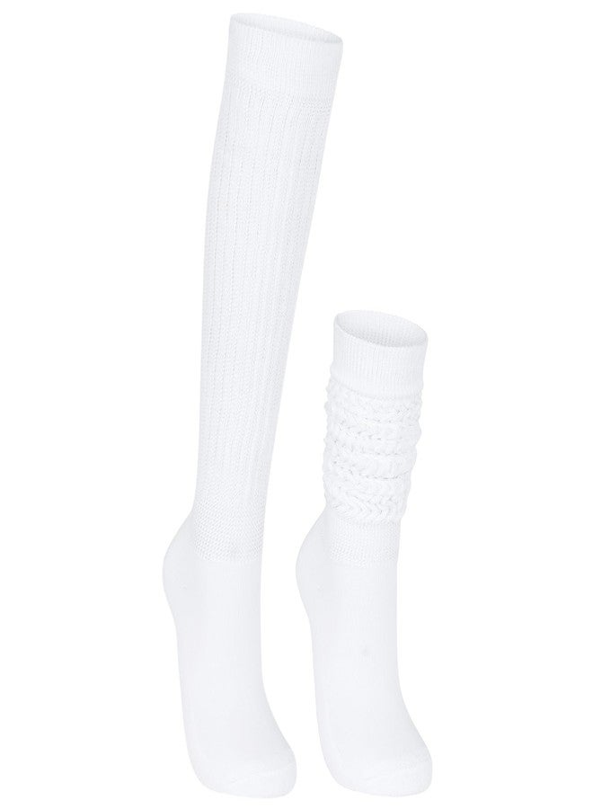 أمريكان تريندز جوارب شتوية نسائية طويلة تصل إلى الركبة، ناعمة وطويلة للغاية، مناسبة للأحذية الطويلة، مستوحاة من موضة الثمانينيات والتسعينيات، زوج واحد، لون أبيض - Image 2