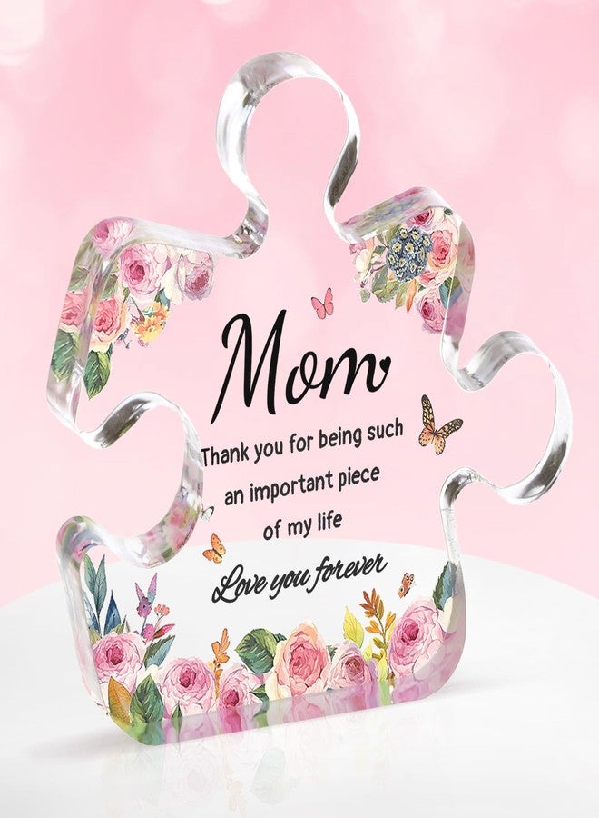 TEHIBIEN Gift for Mom Unique Acrylic Block Puzzle Plaque 4.9"×4.6" - Ideal Mother's Day Christmas Birthday Present from Daughter Son, Mom-Heartwarming Desk Decoration - Image 1