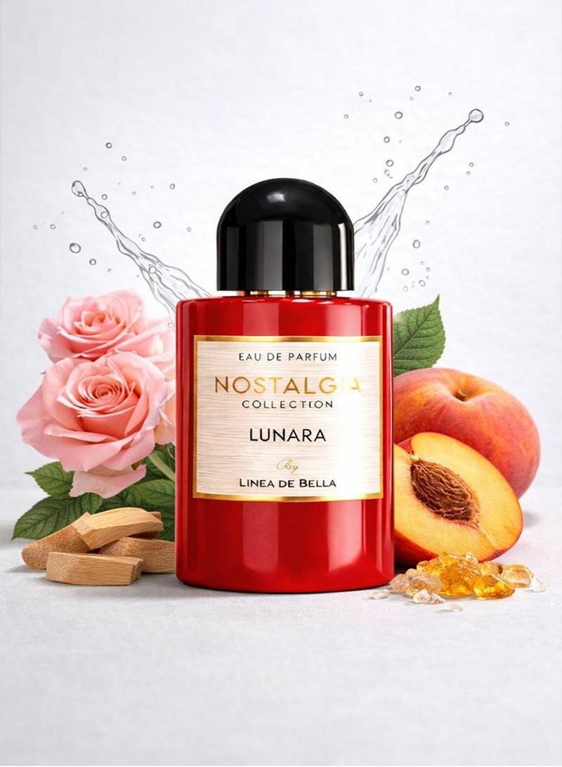 Linea De Bella Nostalgia Lunara Women’s Eau de Parfum 100ml | Long Lasting Floral Fruity Amber Perfume with Rose, Peach & Sandalwood | Linea De Bella - Image 1