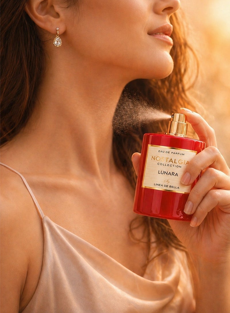 Linea De Bella Nostalgia Lunara Women’s Eau de Parfum 100ml | Long Lasting Floral Fruity Amber Perfume with Rose, Peach & Sandalwood | Linea De Bella - Image 3