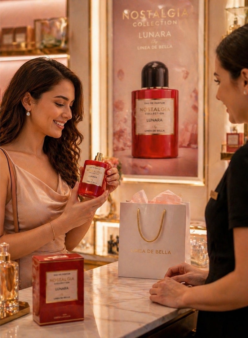 Linea De Bella Nostalgia Lunara Women’s Eau de Parfum 100ml | Long Lasting Floral Fruity Amber Perfume with Rose, Peach & Sandalwood | Linea De Bella - Image 5