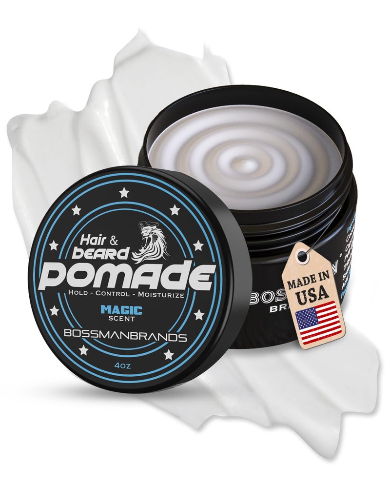 Bossman Hair  Beard Pomade for Men Magic Scent  Medium Hold  Moisturizing for Hair Beard  Mustache Styling  Made in USA