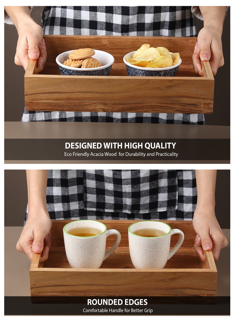 REZLAN UAE 3-Piece Set Handcrafted Acacia Wood Trays Wood Serving Boards for Home Décor & Elegant Entertaining  - Image 4