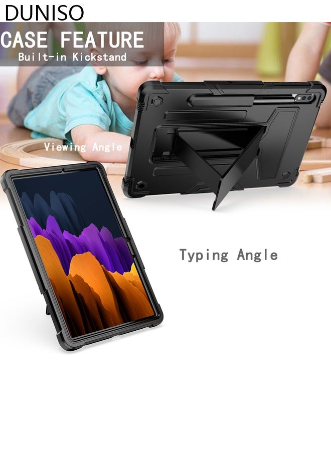 DUNISO Samsung Galaxy Tab S8 / S7 Case 11 Inch Multiple Angle Stand Cover with S Pen Holder Shockproof Case with Stand for SM-X700/X706/T870/T875/T876-Black  - Image 2
