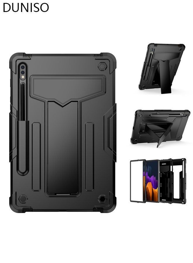DUNISO Samsung Galaxy Tab S8 / S7 Case 11 Inch Multiple Angle Stand Cover with S Pen Holder Shockproof Case with Stand for SM-X700/X706/T870/T875/T876-Black  - Image 1