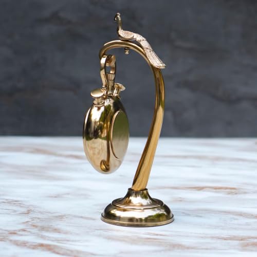 The Artage Metal Brass Gold Finish Table Clock for Home Decor Showpiece Decorative Watch Statue Gift for Decoration Hand Made Handcrafted Artifact for Shelf Antique Gifting (Peacock Watch) - Image 2