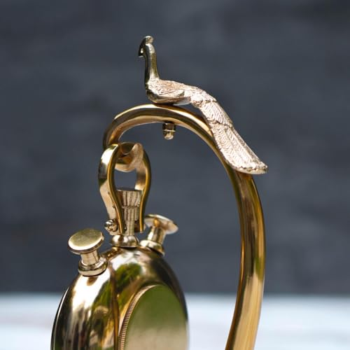 The Artage Metal Brass Gold Finish Table Clock for Home Decor Showpiece Decorative Watch Statue Gift for Decoration Hand Made Handcrafted Artifact for Shelf Antique Gifting (Peacock Watch) - Image 5