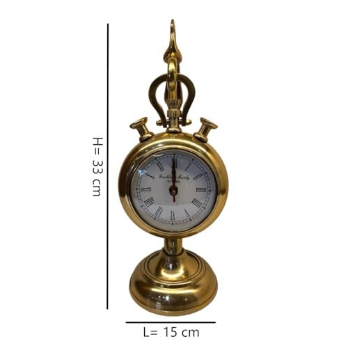 The Artage Metal Brass Gold Finish Table Clock for Home Decor Showpiece Decorative Watch Statue Gift for Decoration Hand Made Handcrafted Artifact for Shelf Antique Gifting (Peacock Watch) - Image 4
