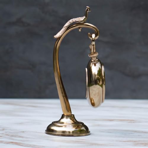 The Artage Metal Brass Gold Finish Table Clock for Home Decor Showpiece Decorative Watch Statue Gift for Decoration Hand Made Handcrafted Artifact for Shelf Antique Gifting (Peacock Watch) - Image 3