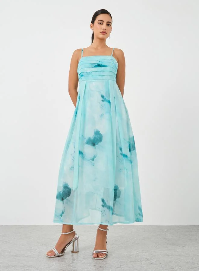 Take Two Take Two Dye Print Open Front Tassel Detail Kimono with Midi Dress Set