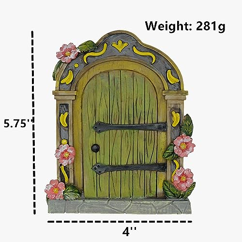MUAMAX Fairy Garden Door Accessories Fairy Doors Wall Outdoor Mystical Miniature Garden Door for Tree Trunk (Green) - Image 2