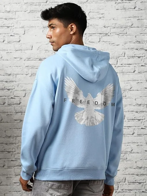 NOBERO  Oversized Blue Hoodie for Men for Men | Best Price UAE