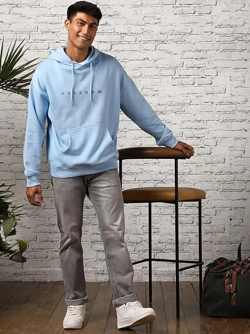 NOBERO  Oversized Blue Hoodie for Men for Men | Best Price UAE