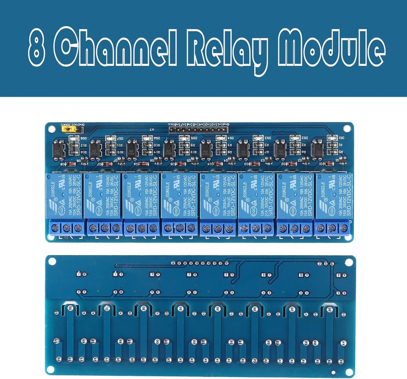 AEDIKO 2pcs 8 Channel Relay Module DC 12V Relay Module Board for DIY DSP AVR PIC ARM - Image 2