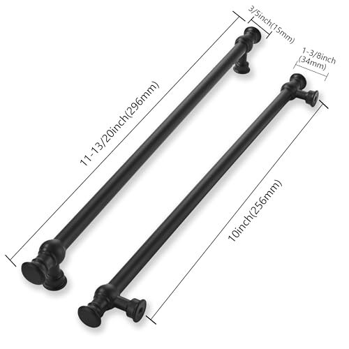 khtumeware 5 Pack 10inch256mm Hole Center Matte Black Cabinet Pulls Solid Heavy Duty Pull Cabinet Hardware Handle for Kitchens cabinets Dressers Pull for Bathroom - Image 3