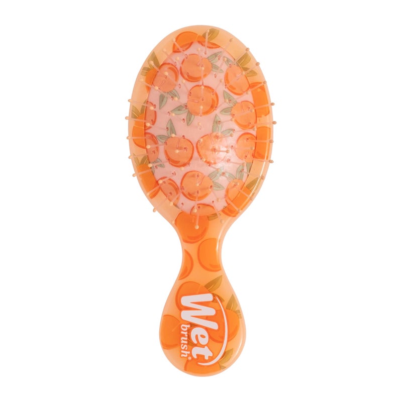 Wet Brush فرشاة الشعر المبللة الصغيرة لفك تشابك الشعر، خوخي (توتي فروتي)، فرشاة سفر لفك تشابك الشعر، شعيرات إنتيلي فليكس فائقة النعومة تنزلق بسهولة عبر التشابكات، خالية من الألم، لجميع أنواع الشعر، إصدار محدود - Image 1
