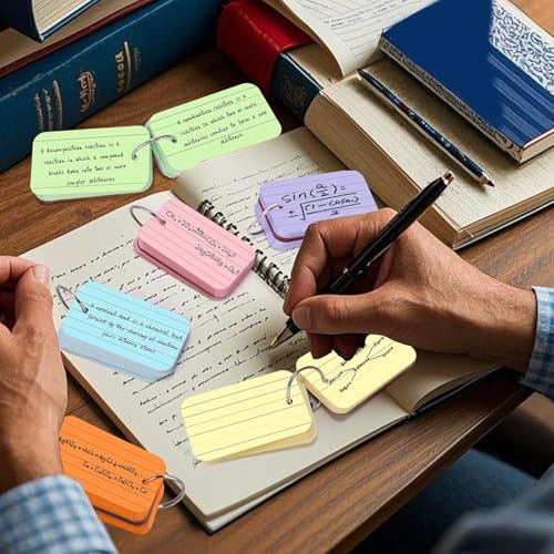 Koogel Colored Index Cards, 300 Count, 2.2 x 3.5 Inchs Flash Card Lined Ruled on Both Side, 6 Assorted Colors, Heavyweight Notecards for School Studying Learning College Office Home Taking Notes - Image 3