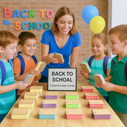 Koogel Colored Index Cards, 300 Count, 2.2 x 3.5 Inchs Flash Card Lined Ruled on Both Side, 6 Assorted Colors, Heavyweight Notecards for School Studying Learning College Office Home Taking Notes - Image 2