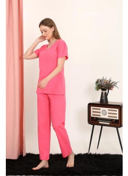 Women's Short Sleeve Cotton Combed Pajama Set Fuchsia 4213 - pzsku/Z69368C7124125896A239Z/45/_/1728059800/a3381b84-57bf-4484-b30e-101979b25368