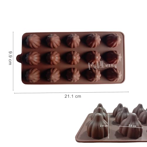 MoldBerry 15 Cavity Modak Mould Silicone Mold for Chocolate Candle Candy Jelly New Unique Small laddu Maker Ganesh Chaturthi Special (Pack of - 1) - Image 2