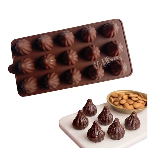 MoldBerry 15 Cavity Modak Mould Silicone Mold for Chocolate Candle Candy Jelly New Unique Small laddu Maker Ganesh Chaturthi Special (Pack of - 1) - Image 1